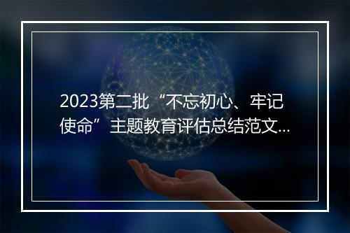 2023第二批“不忘初心、牢记使命”主题教育评估总结范文五篇