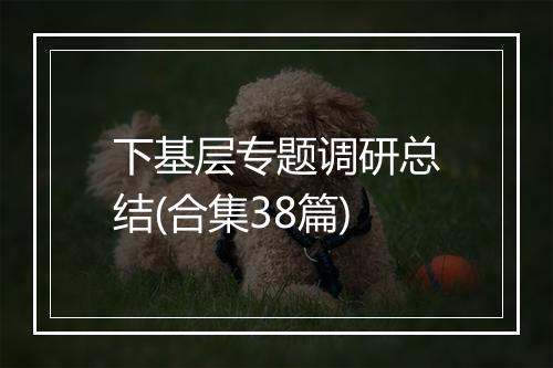 下基层专题调研总结(合集38篇)