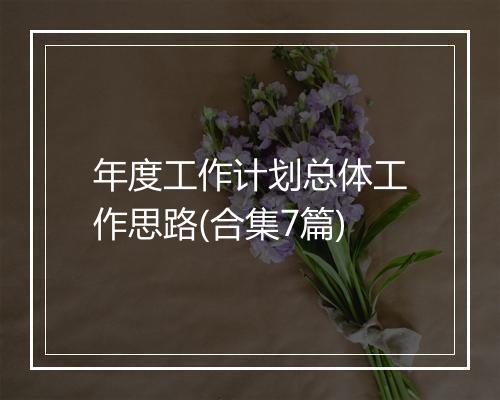 年度工作计划总体工作思路(合集7篇)