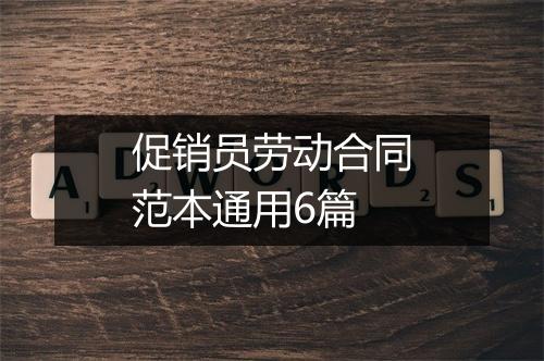 促销员劳动合同范本通用6篇