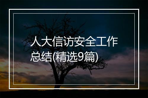 人大信访安全工作总结(精选9篇)
