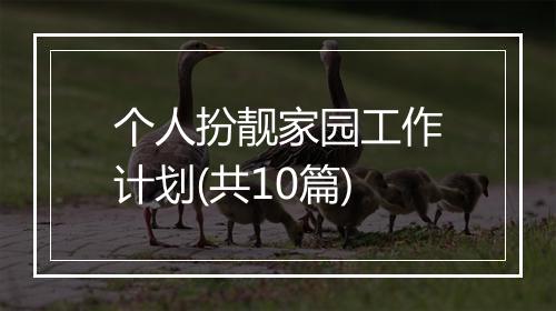 个人扮靓家园工作计划(共10篇)