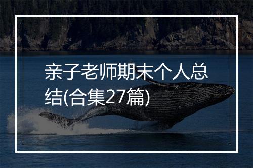 亲子老师期末个人总结(合集27篇)