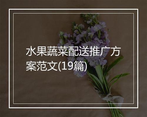 水果蔬菜配送推广方案范文(19篇)