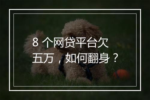 8 个网贷平台欠五万，如何翻身？
