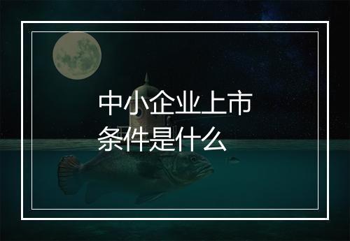中小企业上市条件是什么