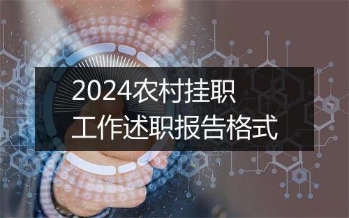 2024农村挂职工作述职报告格式