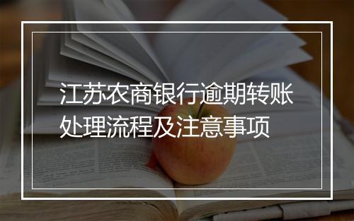 江苏农商银行逾期转账处理流程及注意事项