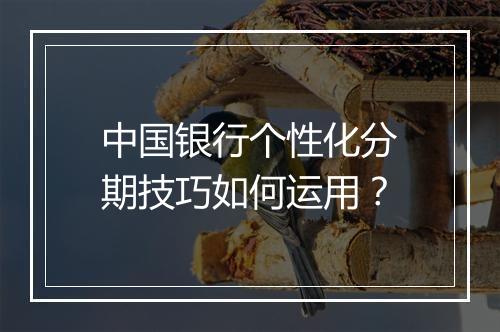 中国银行个性化分期技巧如何运用？