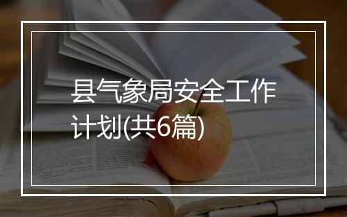 县气象局安全工作计划(共6篇)
