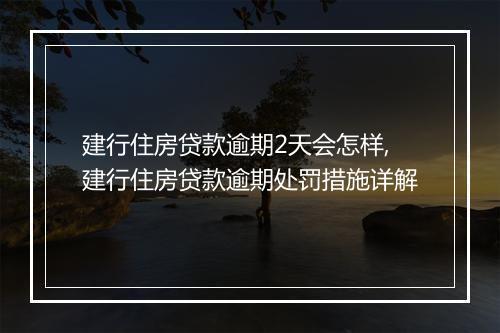 建行住房贷款逾期2天会怎样,建行住房贷款逾期处罚措施详解