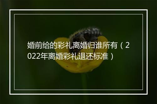婚前给的彩礼离婚归谁所有（2022年离婚彩礼退还标准）
