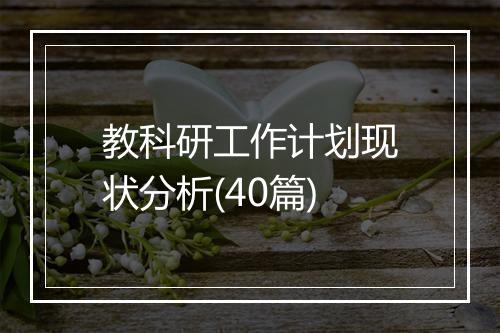 教科研工作计划现状分析(40篇)