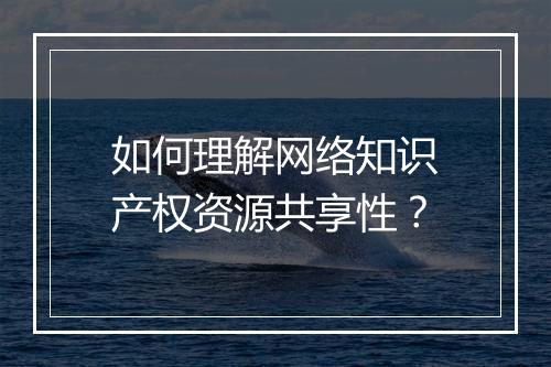 如何理解网络知识产权资源共享性？