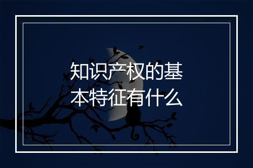 知识产权的基本特征有什么