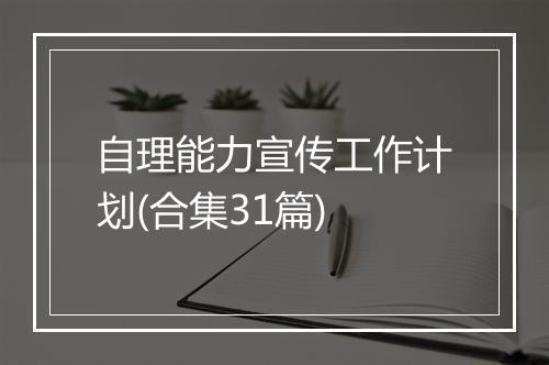 自理能力宣传工作计划(合集31篇)