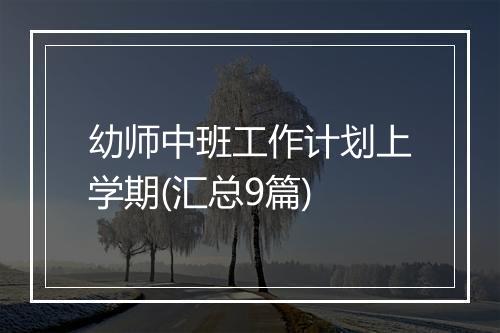 幼师中班工作计划上学期(汇总9篇)