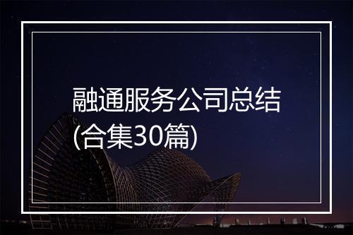 融通服务公司总结(合集30篇)