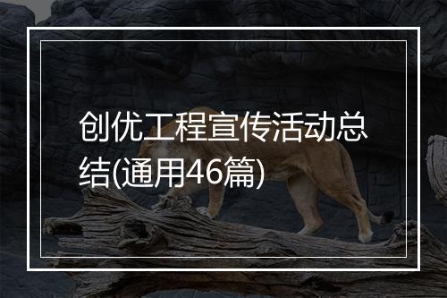 创优工程宣传活动总结(通用46篇)