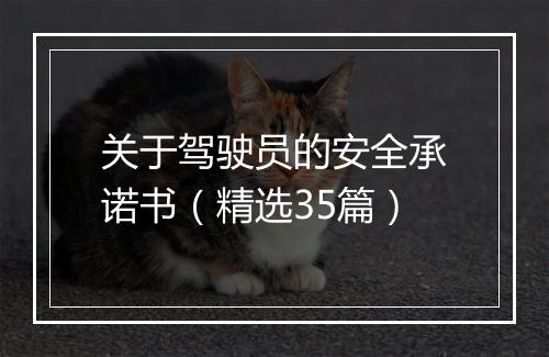 关于驾驶员的安全承诺书（精选35篇）