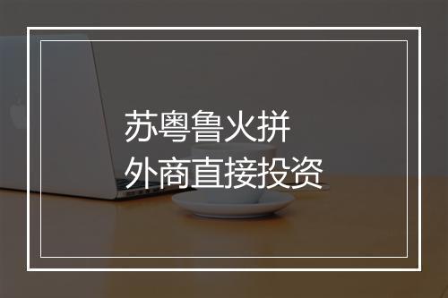 苏粤鲁火拼 外商直接投资