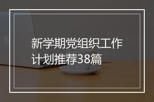 新学期党组织工作计划推荐38篇