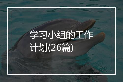 学习小组的工作计划(26篇)