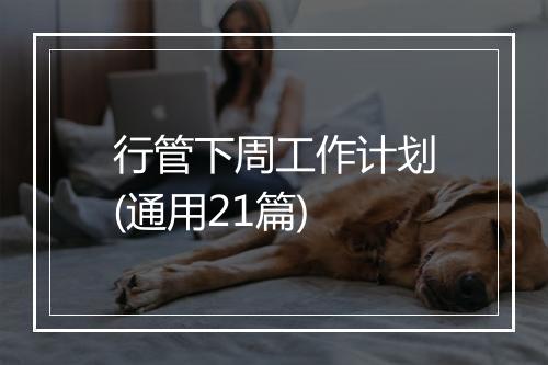 行管下周工作计划(通用21篇)