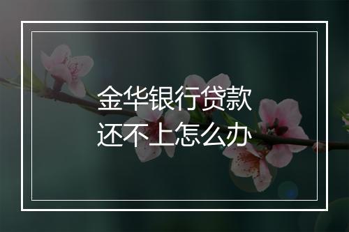 金华银行贷款还不上怎么办