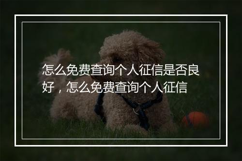 怎么免费查询个人征信是否良好，怎么免费查询个人征信