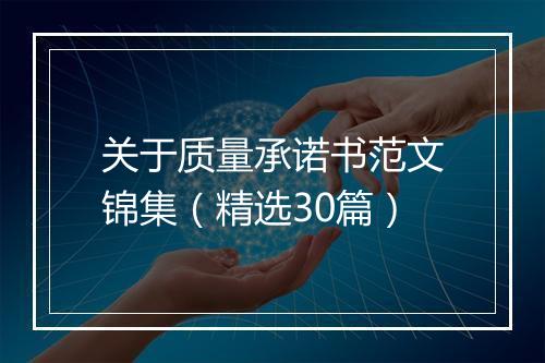 关于质量承诺书范文锦集（精选30篇）