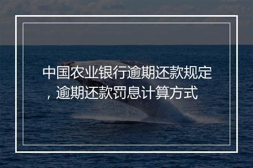 中国农业银行逾期还款规定，逾期还款罚息计算方式