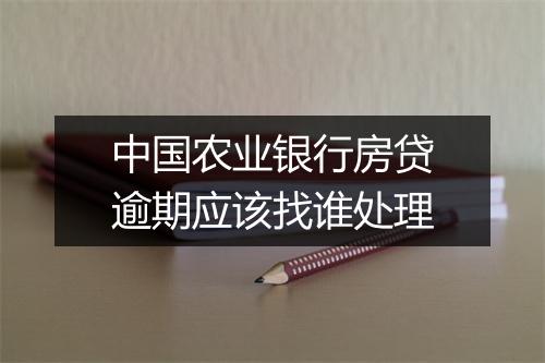 中国农业银行房贷逾期应该找谁处理