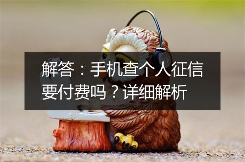 解答：手机查个人征信要付费吗？详细解析