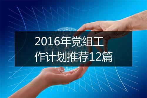 2016年党组工作计划推荐12篇