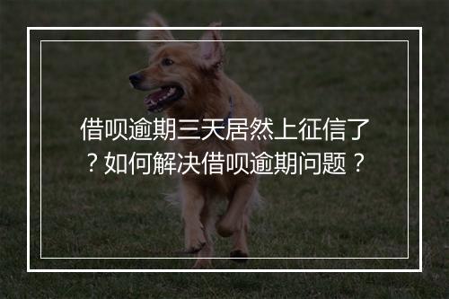 借呗逾期三天居然上征信了？如何解决借呗逾期问题？