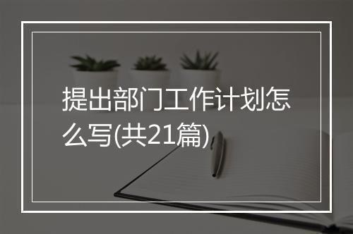 提出部门工作计划怎么写(共21篇)