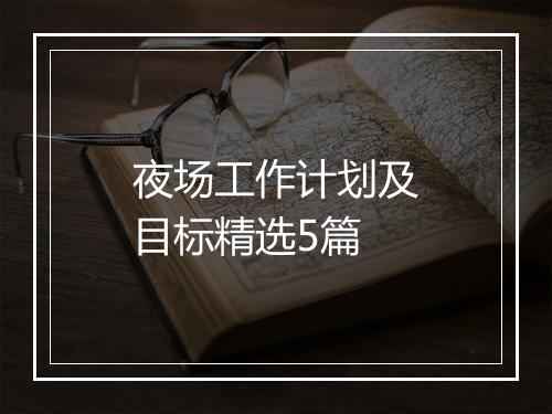 夜场工作计划及目标精选5篇