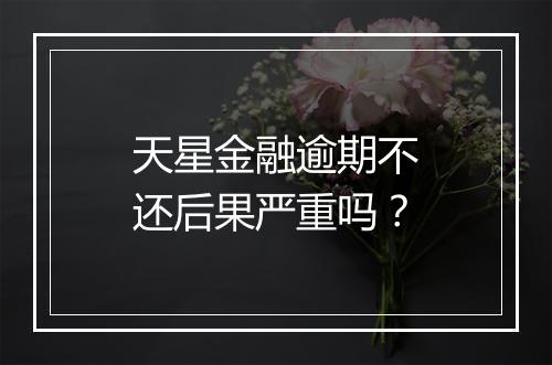 天星金融逾期不还后果严重吗？