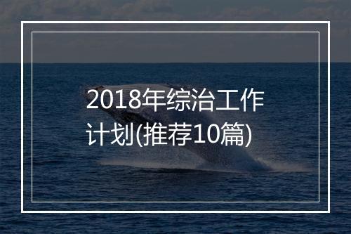 2018年综治工作计划(推荐10篇)