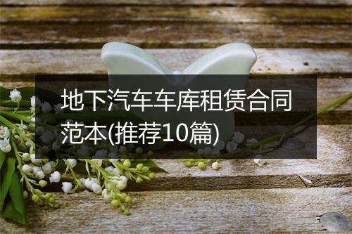 地下汽车车库租赁合同范本(推荐10篇)