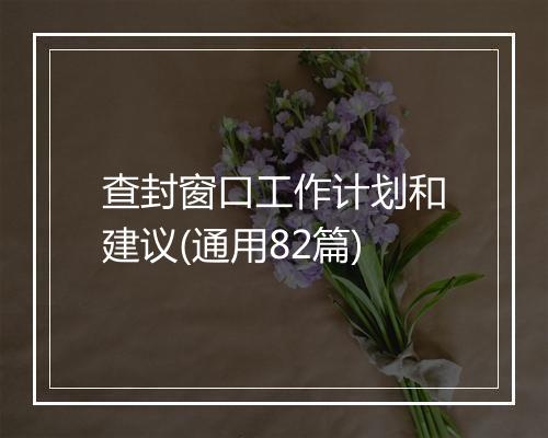 查封窗口工作计划和建议(通用82篇)