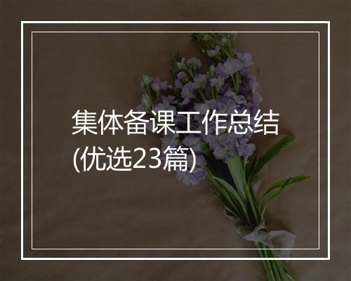 集体备课工作总结(优选23篇)