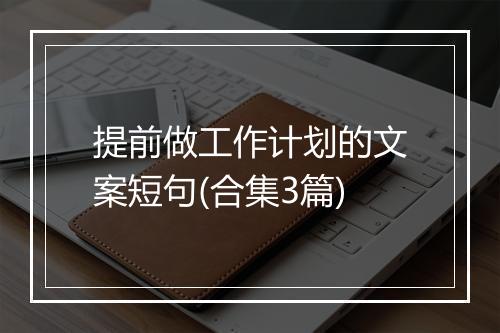 提前做工作计划的文案短句(合集3篇)