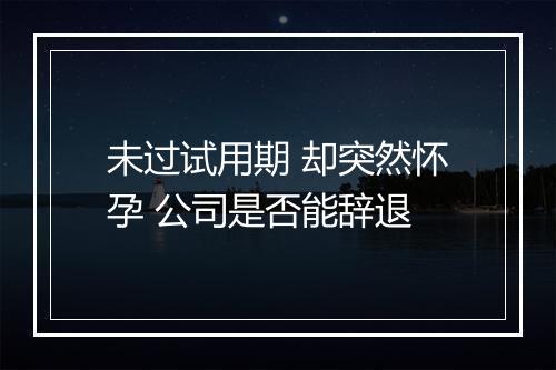 未过试用期 却突然怀孕 公司是否能辞退