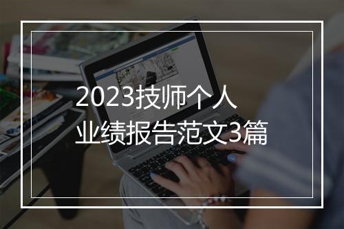 2023技师个人业绩报告范文3篇