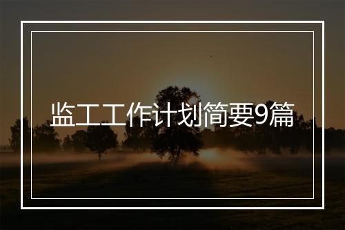监工工作计划简要9篇
