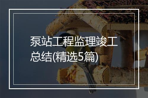 泵站工程监理竣工总结(精选5篇)