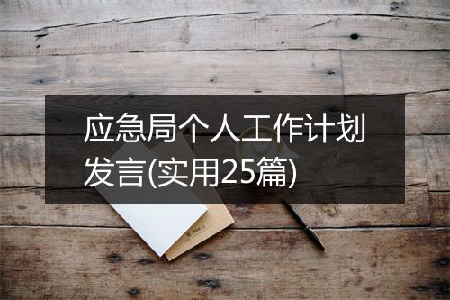 应急局个人工作计划发言(实用25篇)