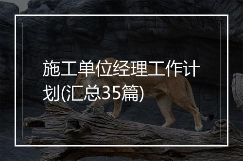 施工单位经理工作计划(汇总35篇)